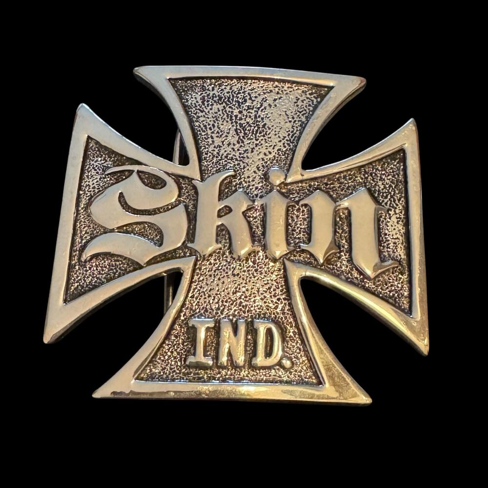 Skin Industries Vintage Iron Cross Maltese Metal Belt Buckle